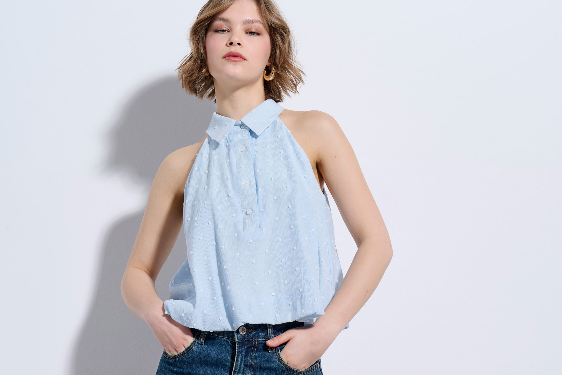 BLOUSE 2126123 SKY BLUE