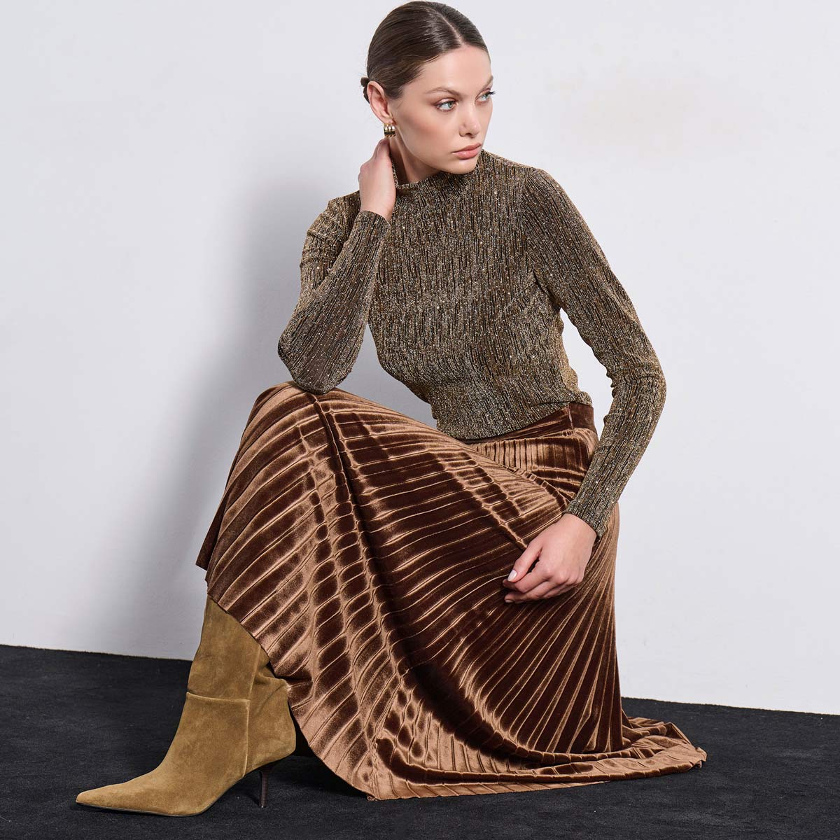 MIDI SKIRT 3225311 CHOCOLATE