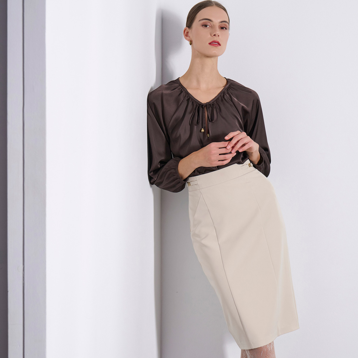 MIDI SKIRT 3225301 BEIGE