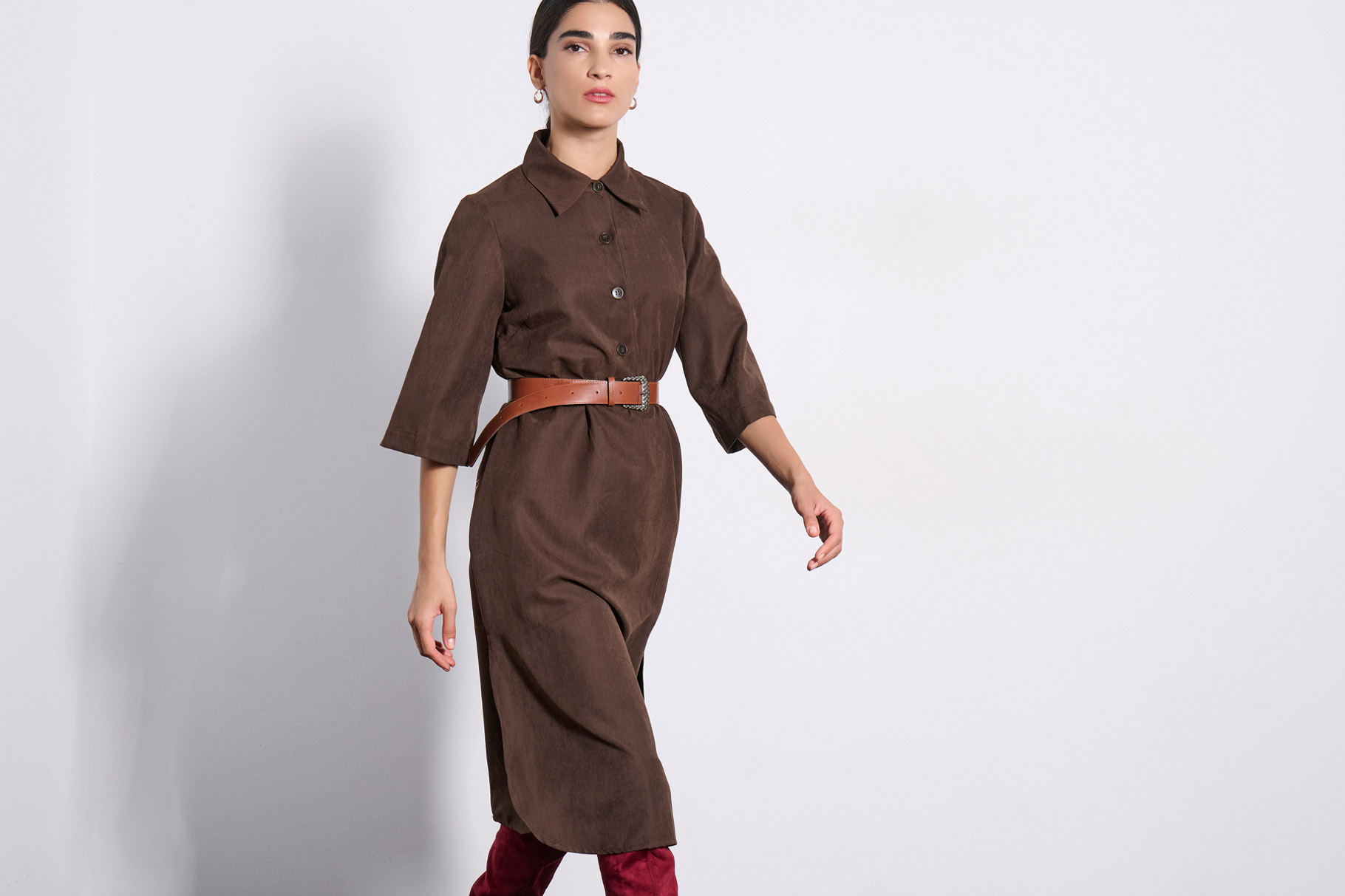 MIDI DRESS 3225940 BROWN
