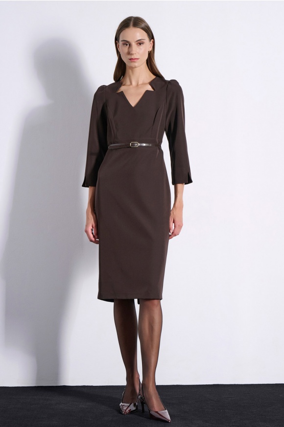 MIDI DRESS 3225941 DARK BROWN