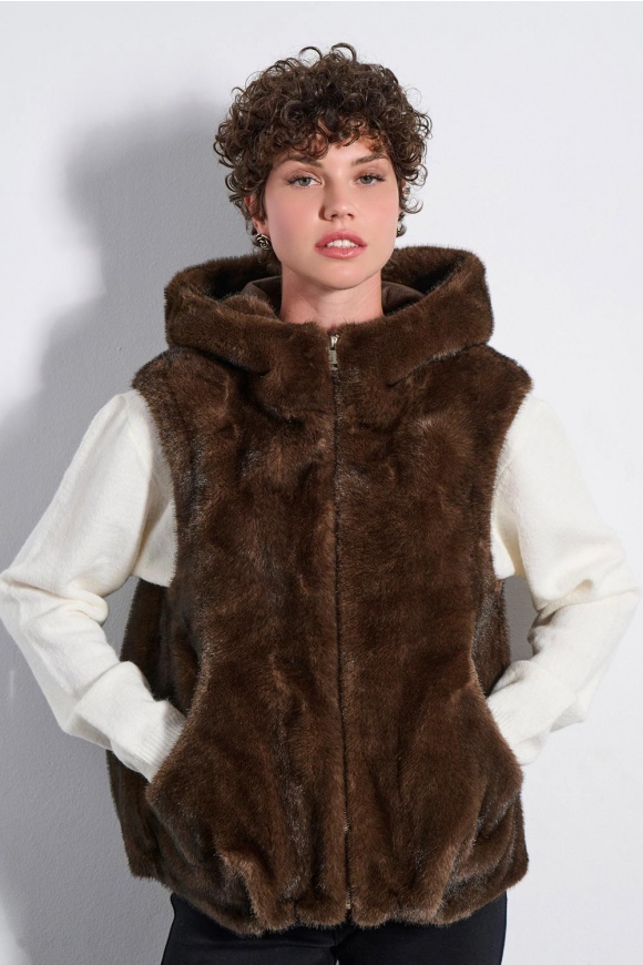 VEST / FAUX FUR 2225014 BROWN