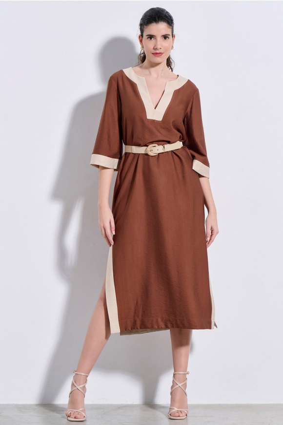 MIDI DRESS 3126947 BROWN