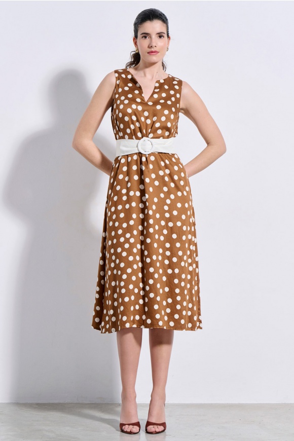 MIDI DRESS 3126935 BROWN
