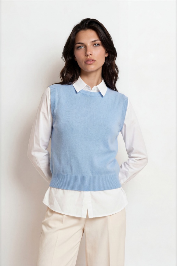 SET SHIRT WITH SWEATER 2124203 LIGHT BLUE